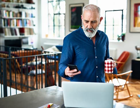 man checking email