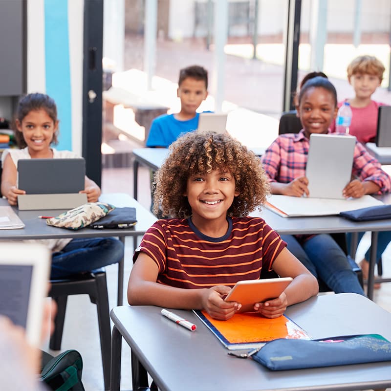 Group of school children in a classroom