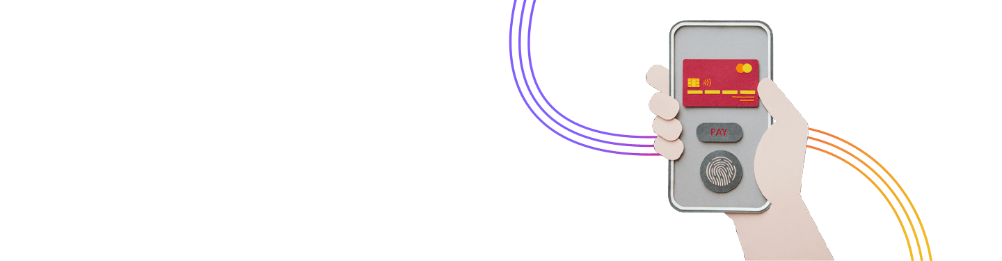 Mobile phone being held with digital payment on the screen