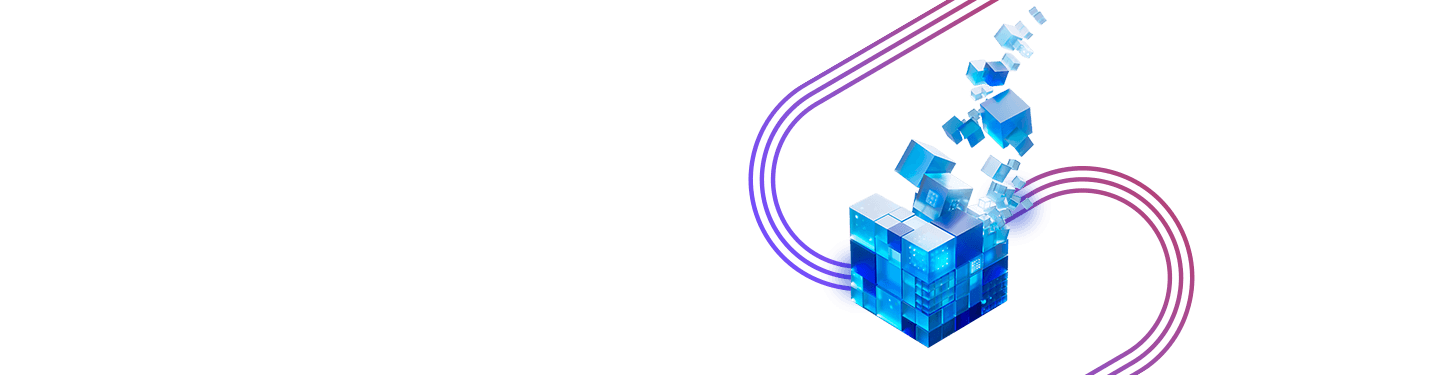 Blue digital boxes forming a square structure, indicating how organizations are building the information foundation for AI