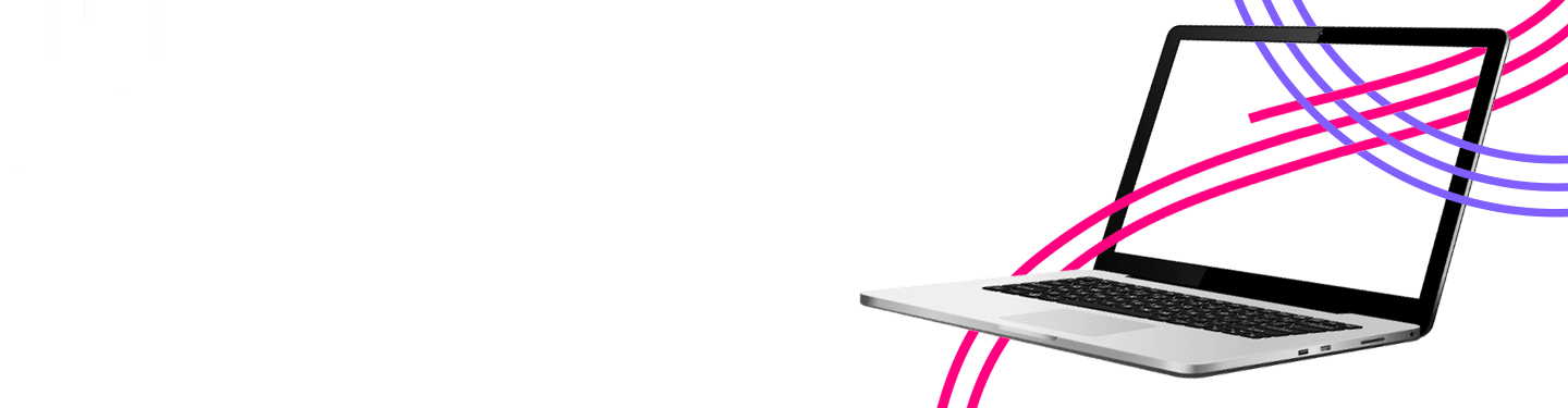 open laptop with vector lines going through it