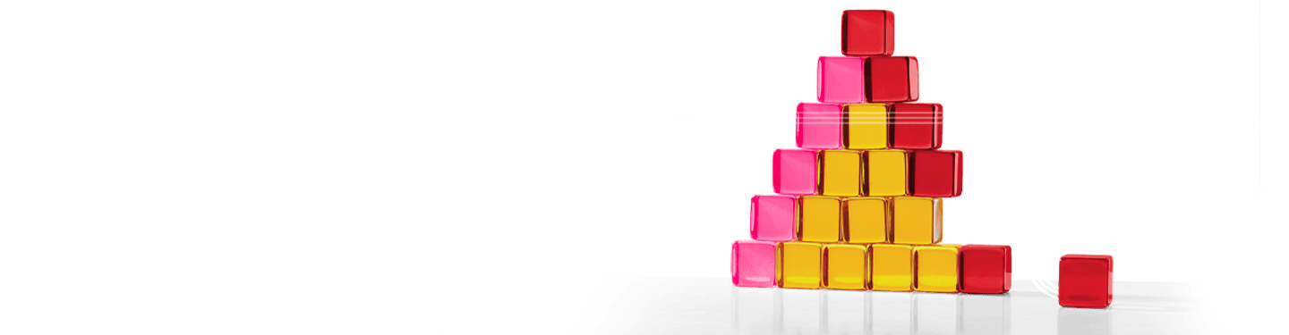 Stack of blocks in the shape of a pyramid