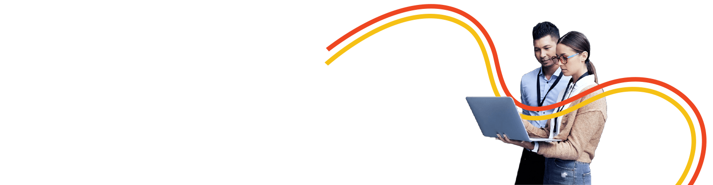 Two IT Techs looking at a laptop