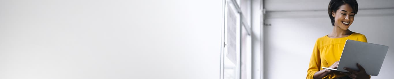 Young woman using a laptop computer.